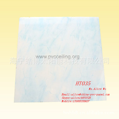 【HT035 天藍色大理石印花的PVC天花板,室內(nèi)吊頂扣板】價格,廠家,圖片,其他吊頂材料,海寧皓博太陽能科技-