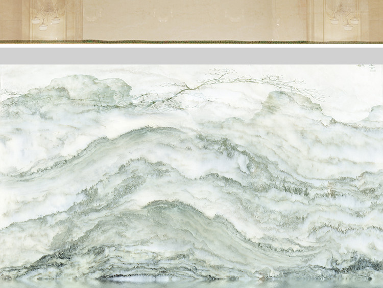 高清3D大理石紋山水花日出背景墻 碧水青山的美學(xué)融合