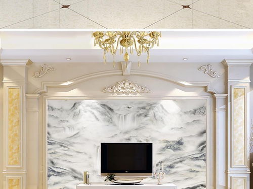 大理石紋中式水墨山水畫(huà) 江山如畫(huà)的藝術(shù)石材背景墻